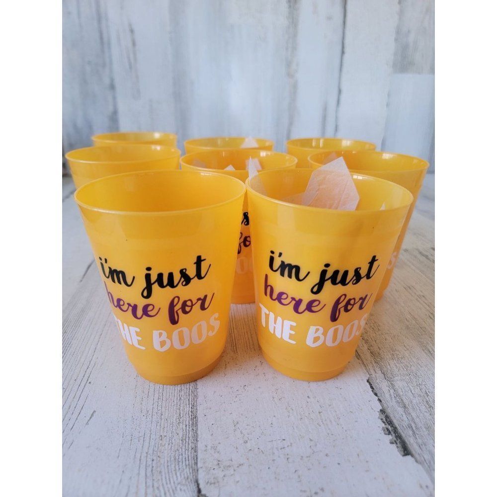 I'm just here for the boos‎ orange Halloween party cup set